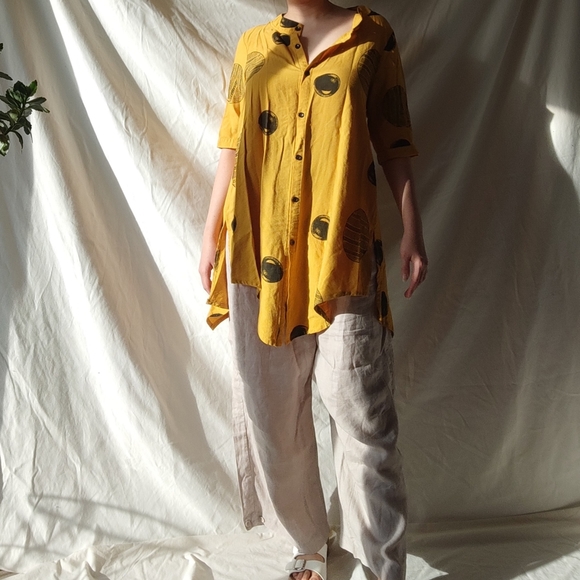 Afrocentric Mustard Yellow Tunic Blouse - Picture 3 of 8